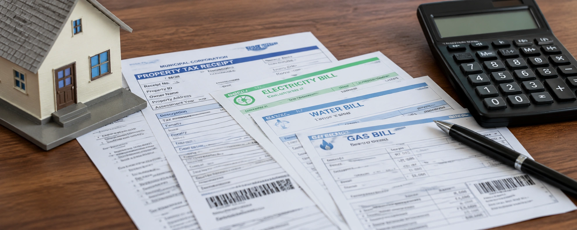 Property Tax Receipts and Utility Bills